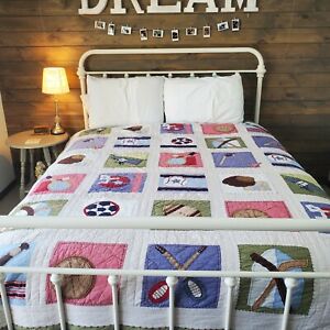 Pottery Barn Kids Sports Theme Ball Size Twin Patchwork Comforter Quilt Blanket