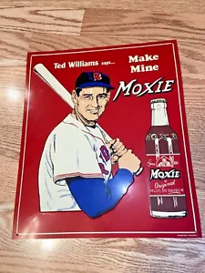 TED WILLIAMS SAYS MAKE MINE MOXIE Vintage 11x13" Desperate Metal Sign - Picture 1 of 11