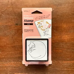 MIDORI Penetrating Stamp Cat Pattern stationery item H2.4×W2.4×D0.7in - Picture 1 of 15