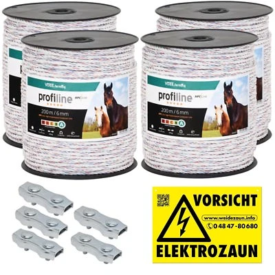VOSS.FARMING 800m Kunststoffseil 6mm Seilverbinder Weidezaunseil Weidezaun Litze Kordel
