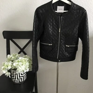 MANGO echt Leder Jacke Lederjacke schwarz gesteppt Rautensteppung Gr.S CC like❤️ - Bild 1 von 15