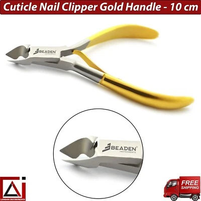 BEADEN® INSTRUMENTS/MEDSPO Tagliacuticole Professionale Mezzo Oro Taglia Cuticole Manicure Acciaio Inox 10 cm