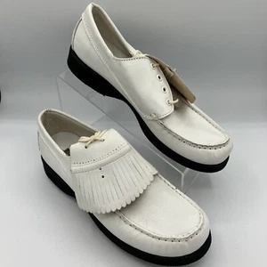 Vintage Dexter Women’s Metal Cleat Golf Shoes White Leather Size 9 M Made In USA - Picture 1 of 9