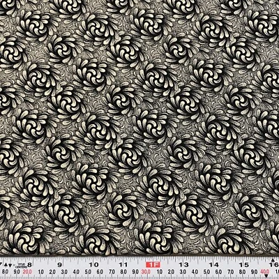 Timeless Treasures Cream & Black Blender Cotton Fabric by the HALF YARD 18"x43" - Image 1 of 2