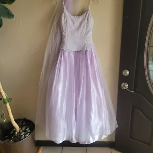 Jessica McClintock Gunne Sax Lavender Lace & Tulle Formal Dress With Veil USA Ma - Picture 1 of 9