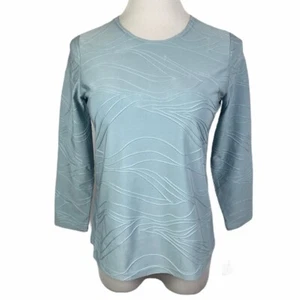 Rafael Blusa Texturizzata Donna Pullover Piccolo Blu Schiuma di Mare Manica 3/4 NUOVO - Foto 1 di 8