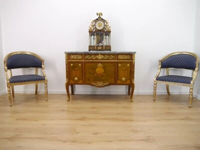 Louis Seize Kommode Rosenholz, Palisander mit Bronze Beschlägen signiert 1948 - Bild 1 von 4