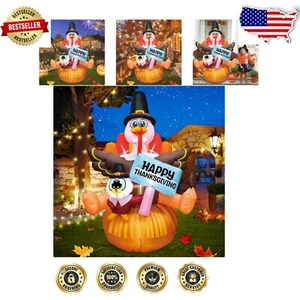 Brightly Lit 6FT Thanksgiving Inflatable Turkey - Perfect for Indoor/Outdoor Fun - Picture 1 of 11