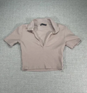 Zara Shirt Adult Large Pink Short Sleeve Polo Womens - Picture 1 of 5