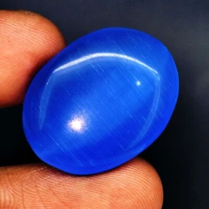 Piedra preciosa suelta ojo de gato azul 30,10 quilates 25x19 mm, cabujón ovalado, pulido - Imagen 1 de 4