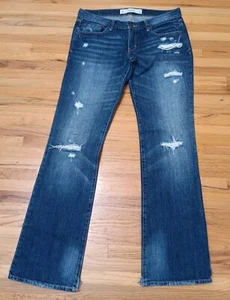 Abercrombie & Fitch Emma Bootcut Jeans Damen 6r Blau Denim Distressed 28x33 - Bild 1 von 11