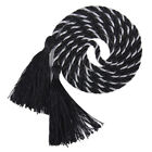 2pcs Living Room Bedroom Tassel Rope Curtain Tiebacks Tie Backs (Black+Silver)