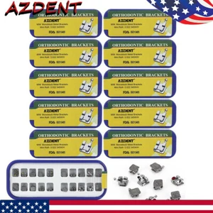 Paquete de 10 brackets de ortodoncia dental AZDENT MIM monobloque Roth.022" gancho 345 - Imagen 1 de 12