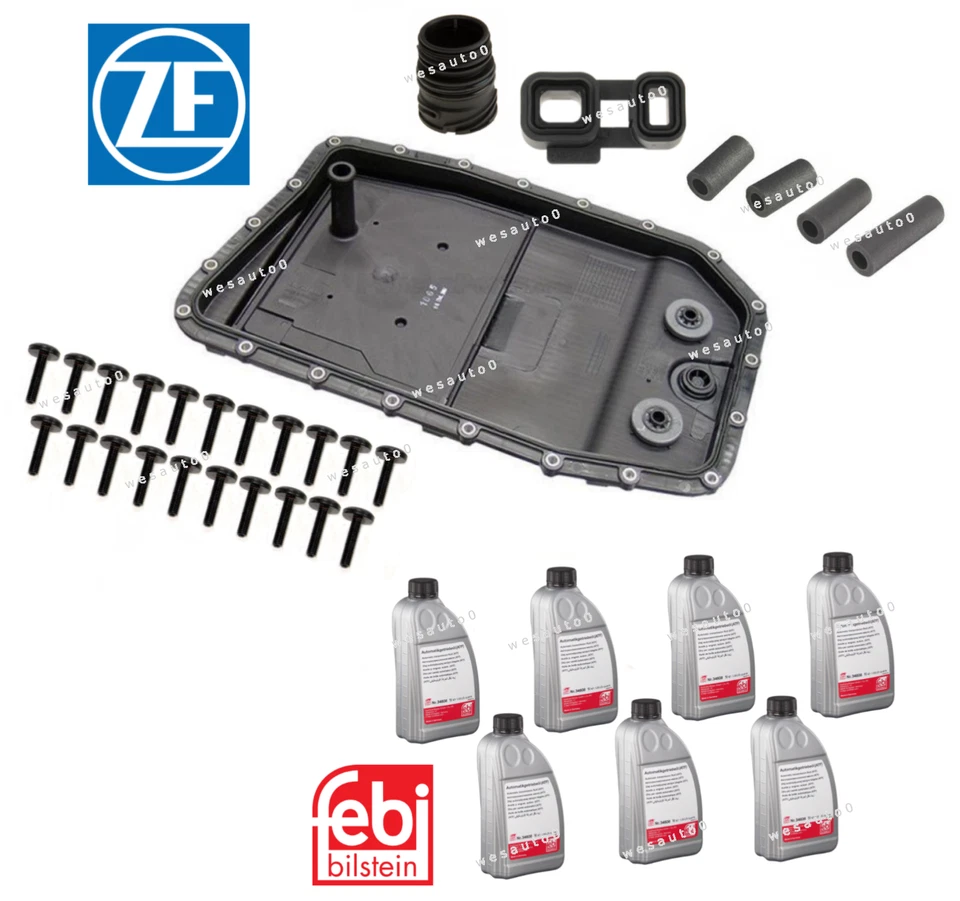 OEM Transmission Oil Pan Adapter Sleeve Tube Bolt + 7L ATF Fluid Kit for Jaguar Foto 1 de 1