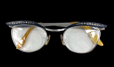 Gafas de ojo de gato American Optical 12k GF negro plata pedrería de colección 4,25-5,5 Foto 1 de 4