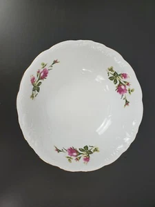 Wawel 9 1/8" Servier Gemüse Schüssel Moos Rose Gold Rand Polen Floral China - Bild 1 von 5