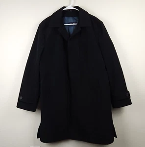Hart Schaffner Marx Coat Mens 40 R Black Trench Jacket Wool Lined Button Up - Picture 1 of 15