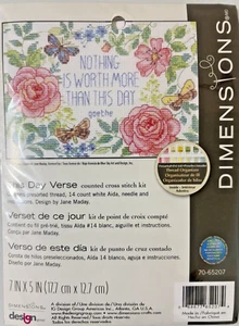 Dimensions "Nothing Is Worth More Than This Day" Flowers Cross Stitch Kit 7x5 - Picture 1 of 3