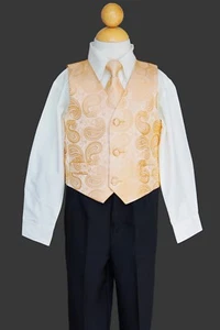 Juego de trajes de fiesta, recital, chaleco para niños pequeños, oro/marfil, talla: 2 T - Imagen 1 de 3