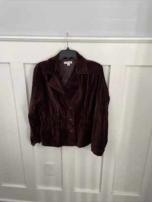 Blazer para mujer Joan Rivers de terciopelo marrón chocolate elástico cintura acanalada, Lg. Foto 1 de 4