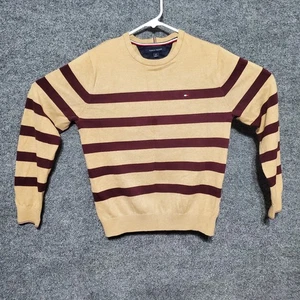 Tommy Hilfiger Sweater Mens Small Brown Striped Crewneck Pullover Preppy Holiday - Picture 1 of 11