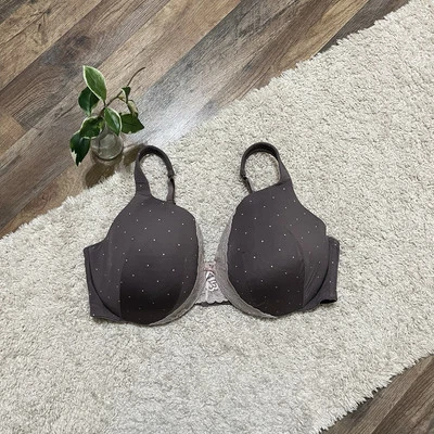 Sujetador Cacique Lane Bryant 44DD púrpura encaje lunares ligeramente forrado cobertura completa Foto 1 de 4