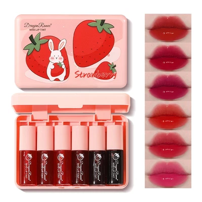 6 Colors Lip Tint Stain Mini Liquid Lipstick, Lip Gloss for Women, Blush for Che - Image 1 of 4