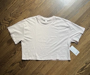 Athleta Short Sleeve True Cotton Pink Crop Tee. Large. NWT - Picture 1 of 5