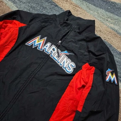 Miami Marlins Majestic MLB Authentic Collection Jacket Black Red Size M - Image 1 of 4