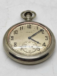 Elgin Open Face Pocket Watch 48mm, 1922-23, Non Running, See Pictures, AS IS - Picture 1 of 22