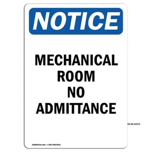 Mechanischer Raum kein Eintritt OSHA Hinweisschild Metall Kunststoff Aufkleber - Bild 1 von 11
