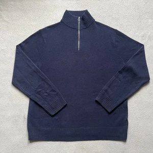 J Crew Sweater Mens Extra Large Blue Half Zip Wool Pullover Rugged - Picture 1 of 9