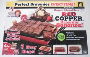 Red Copper Brownie Bonanza Copper Infused Ceramic Pan - As Seen On TV - Picture 1 of 10
