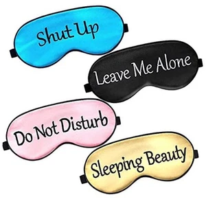 4 Pieces Funny Sleep Mask Silk Eye Mask Soft Blackout Blindfold with - Picture 1 of 7