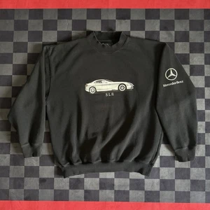 Vintage 90s Mercedes Benz SLR McLaren Bilskadesenter Norway Black Sweater Size L - Picture 1 of 4