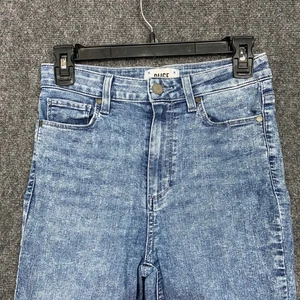 Paige Margot Crop Jeans Size 27 High Rise Acid Wash Distressed Hem Denim Hadlee - Picture 1 of 12