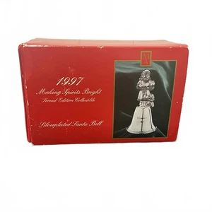 Vtg 1990's Silverplate & Pewter Christmas 97 Bell Making Spirits Bright Silver - Picture 1 of 10