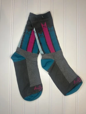 Nuevo sin etiquetas Calcetines Hombre 6 Pulgadas Ciclismo Accionamiento Calcetines Gris Con Azul Rosa Gatos Talla S/M Foto 1 de 3