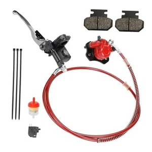 Rear Hydraulic Disc Brake System Hand Brake Master Cylinder Caliper Red - Picture 1 of 7