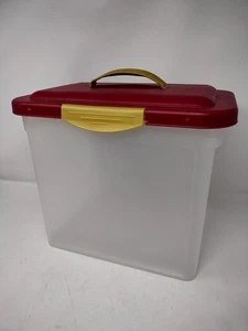 Vintage Sterilite Large maroon gold Storage Tote w/ Handled Lid #1896 - Picture 1 of 9