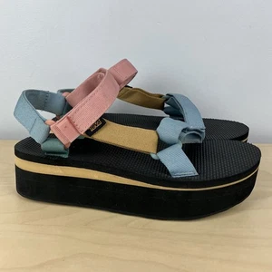 Sandali donna Teva taglia 7.0 flatform universali multicolore plateau cinturino - Foto 1 di 11