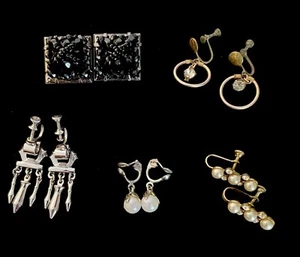 Unique Mixture (3) Screw Back (2) Clip On Earrings (5pr Total) Lot OO LC - Picture 1 of 5