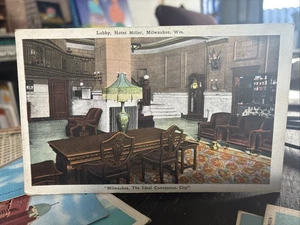 Lobby, Hotel Miller E. C. Kropp Co. Postkarte Milwaukee, Wisconsin - Bild 1 von 2