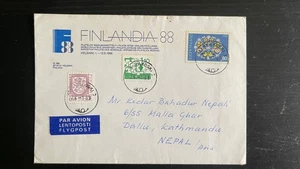 1988 Finlandia ’88 World Philatelic Exhibition Cover to Nepal – Helsinki Valkeak - Picture 1 of 2