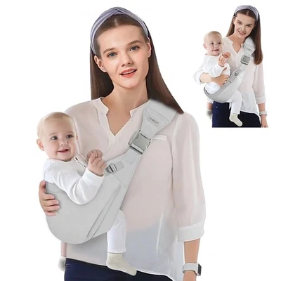 YEMKEZO Baby Sling Carrier Adjustable One Shoulder Baby Holder Carrier, Gray - Imagem 1 de 4