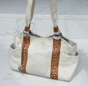 Brighton Leder Schultertasche creme braun hellbraun Callie Tasche Beuteltasche - Bild 1 von 15