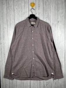 Oliver Spencer Shirt Mens Large 16.5” Purple Linen Blend Clerkenwell Tab Collar - Picture 1 of 10