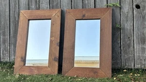 Par de 2 espejos rústicos de madera de granero casa de campo Shabby Chic estilo vintage decoración de pared - Imagen 1 de 10