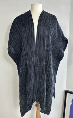 Cardigã ESKANDAR mistura de linho azul marinho enrugado - Imagem 1 de 4