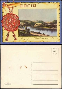 Postal Tetschen-Bodenbach Decín tarjeta de certificado vista histórica 1975 - Imagen 1 de 3